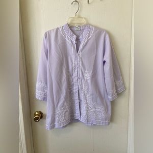 The Emporium Ladies Oriental Style Embroidered Lavender Top